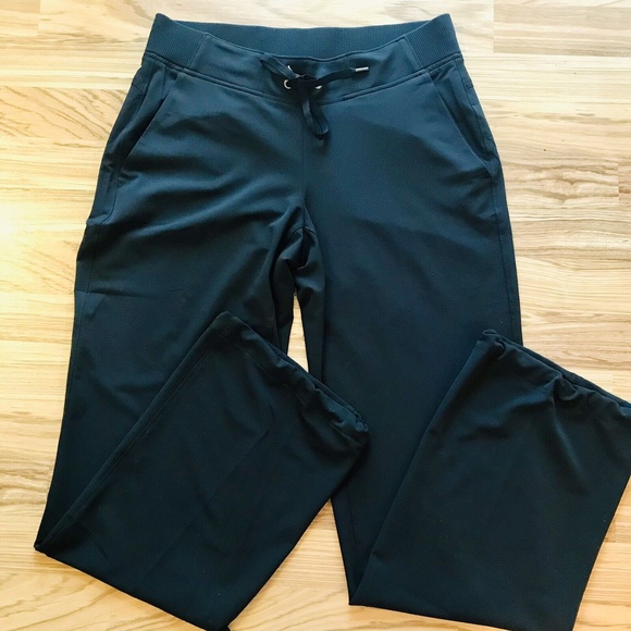 Athleta Womens Size 6 Midtown Trouser Pants Black Wide Leg Drawstring Ankle - Picture 2 of 6